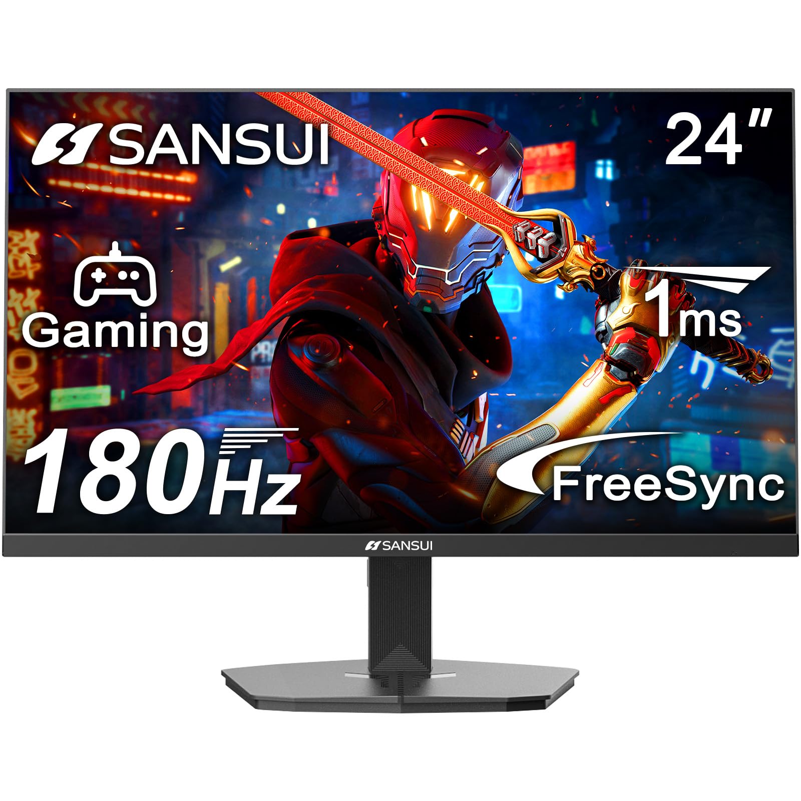 SANSUI 24 Inch Gaming Monitor 180Hz, DP 1.4 & HDMI 2.0 Ports High ...