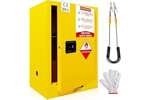 KQZZIV Flammable Safety Cabinet, 14GA Steel Fireproof Storage with Lock & Adjustable Shelf, for Paints, Solvents, Chemicals, Industrial & Home Use, 23.2"x18.1"x35.5", Yellow (23" x 18" x 35" Yellow)