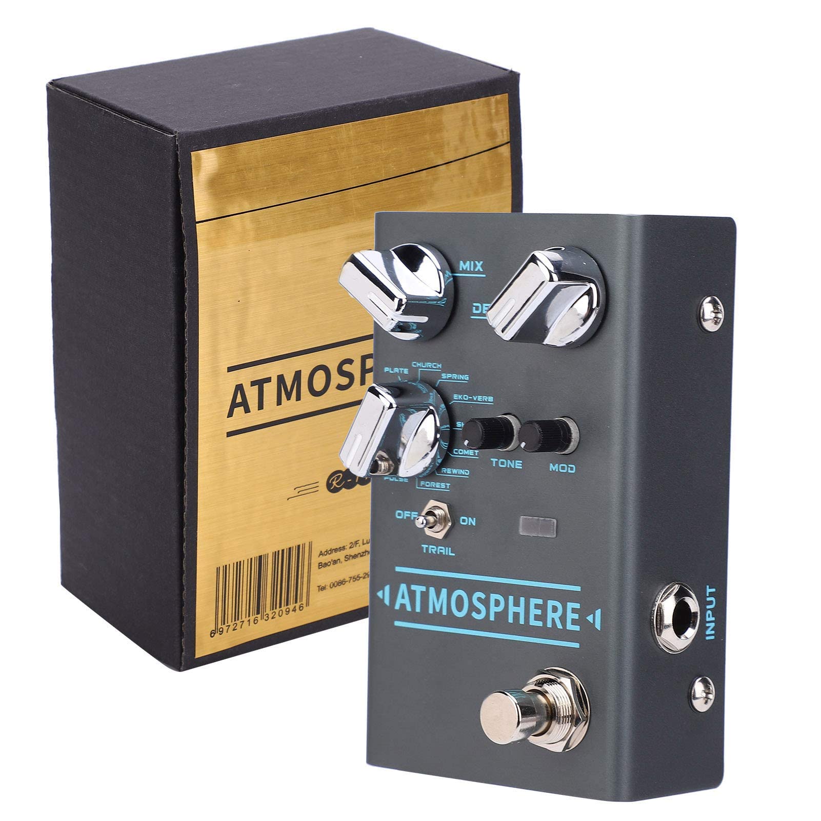 Reverb Effect Pedal, 9 Digital Reverb Effect Pedal Digital Reverb Effects Pedal with Musical Instrument Accessories R4 and User Manual