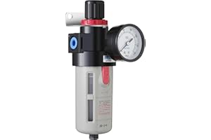 AIRVEXALON Compressed Air Pressure Filter Regulator Airtac BFR3000 3/8'' NPT 0-140 PSI Combo Piggybac Adjustable,Bracket,Gauge Semi-Auto Drain