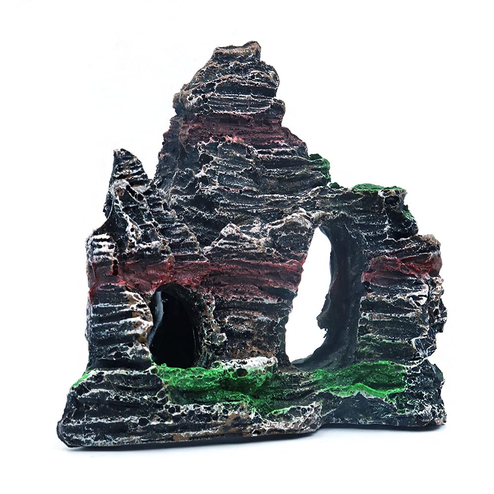 ANCLLO Aquarium Equipment Accessorie Glass Fish Tank Landscaping Decoration Resin Crafts Rockery Mountain View Rock Cave Stone Tree