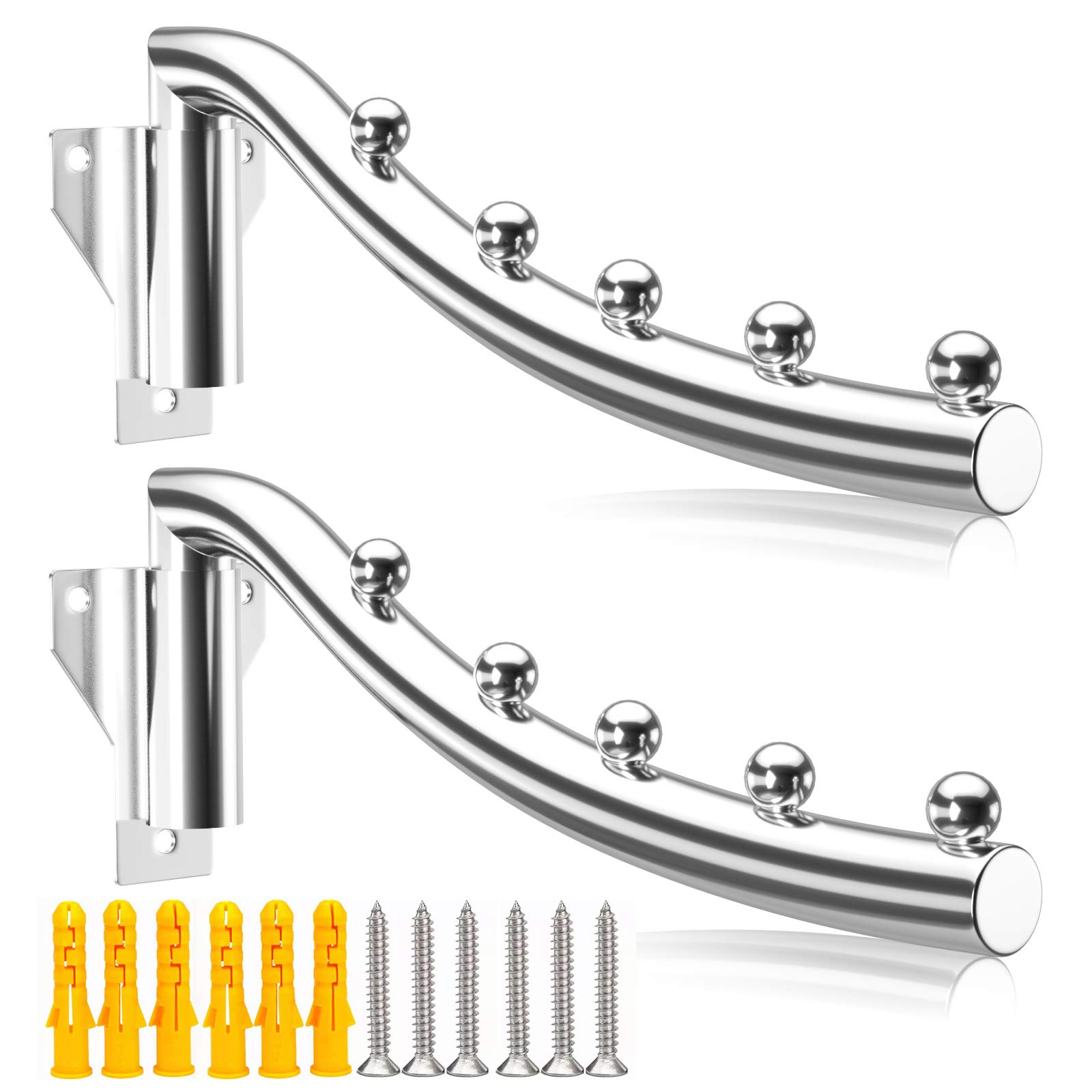 MDJYMYZ Stainless Steel Heavy Duty Laundry Hangers Wall Clothes Rack with Swing Arm Foldable Closet Storage Organization, 2 PCS