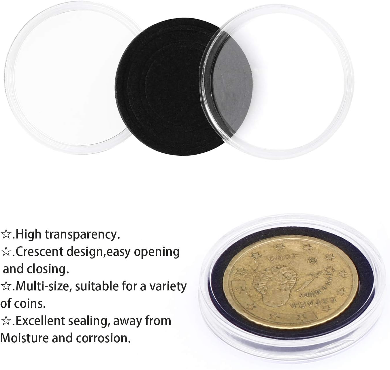 SPLF 100 Pieces 30mm Coin Capsules and 5 Sizes (17/20/25/27/30mm) Protect Gasket Coin Holder Case with Plastic Storage Organizer Box for Coin Collection Supplies : Office Products