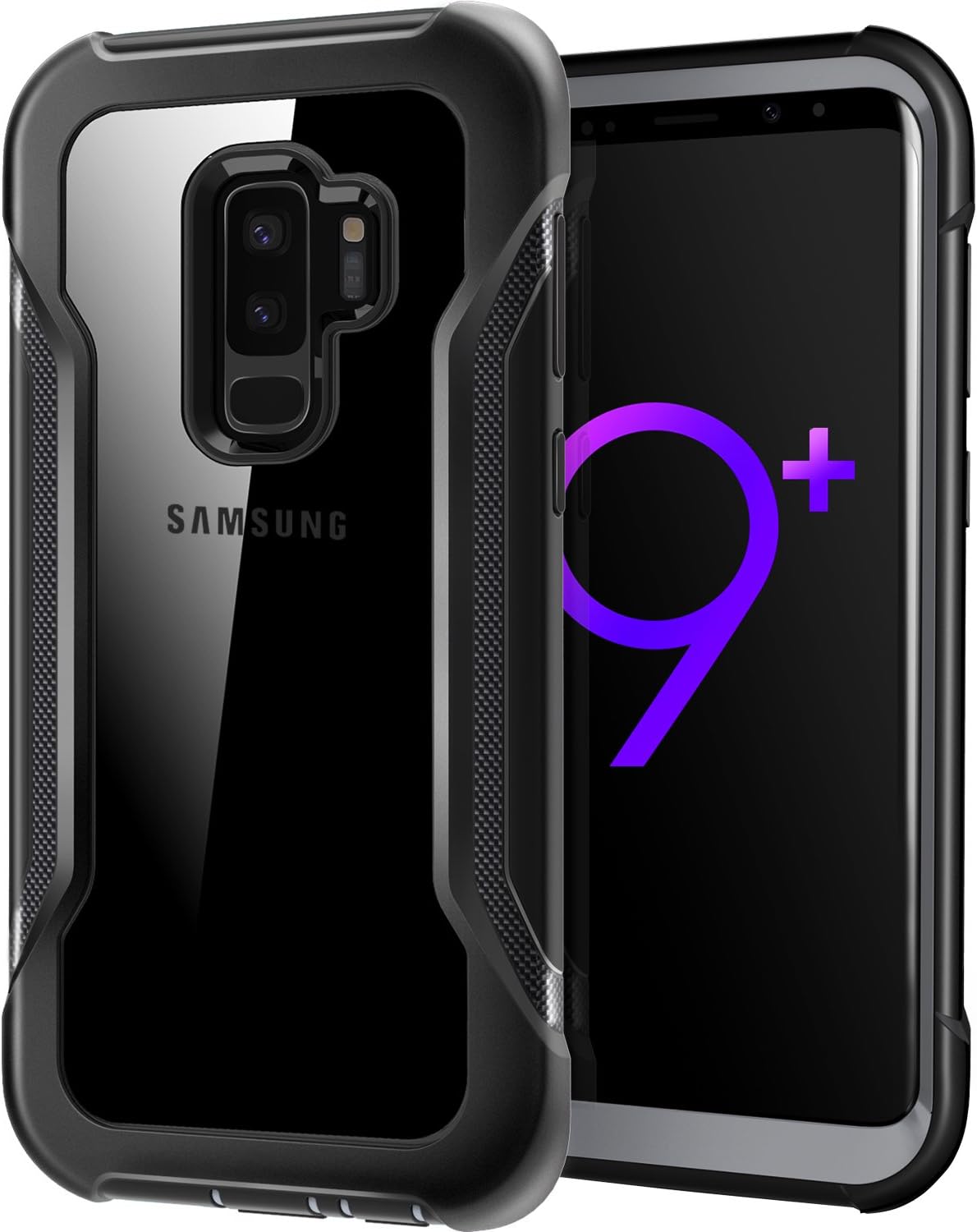 Galaxy S9 Plus case, Wrestler X-Defender Series Shockproof Anti-Scratch Protective Case with Carbon Fiber Pattern for Samsung Galaxy S9 Plus (2018), Black