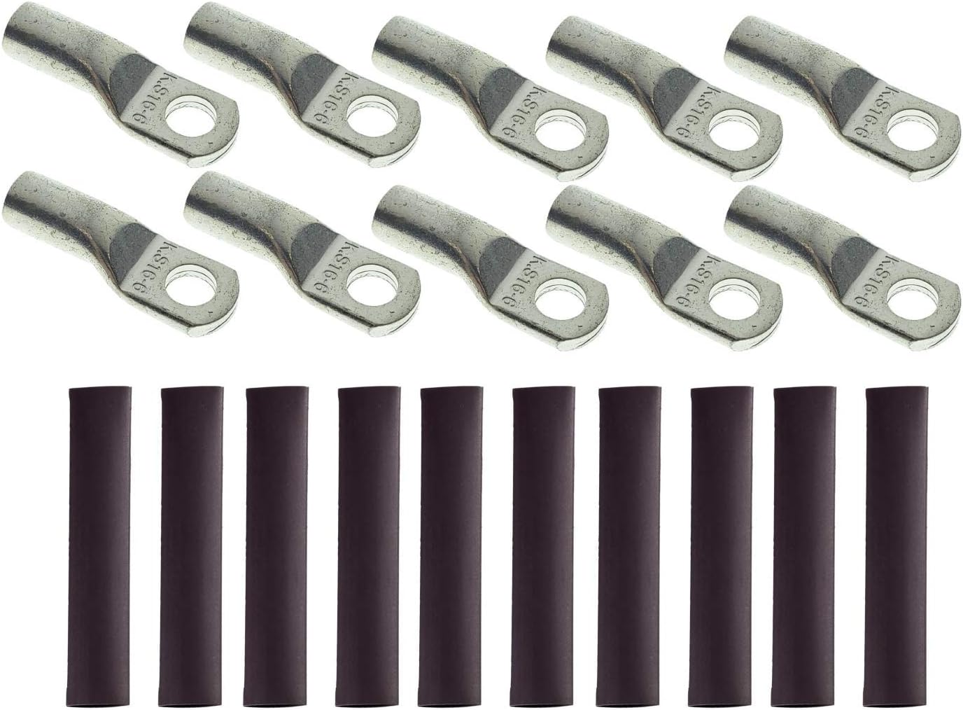 Qualitech UL Listed 6 AWG 1/4 Ring Eye Tinned Copper Wire Lugs with