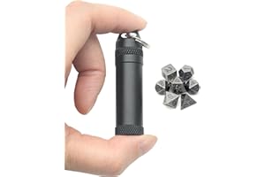 PJOY Mini Dice Set Portable Tiny Keychain DND Dice with D&D Dice Case 7PCS Antique Copper Small Metal Dice Set for Role Playing Dice Games as Dungeons and Dragons Gifts