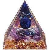 Crystal Pyramid, Lapis Lazuli &amp; Amethyst Healing Crystal Pyramid Porstive Energy Generator, Natural Crystals Energy Pyramid for Attract Wealth Success and Lucky