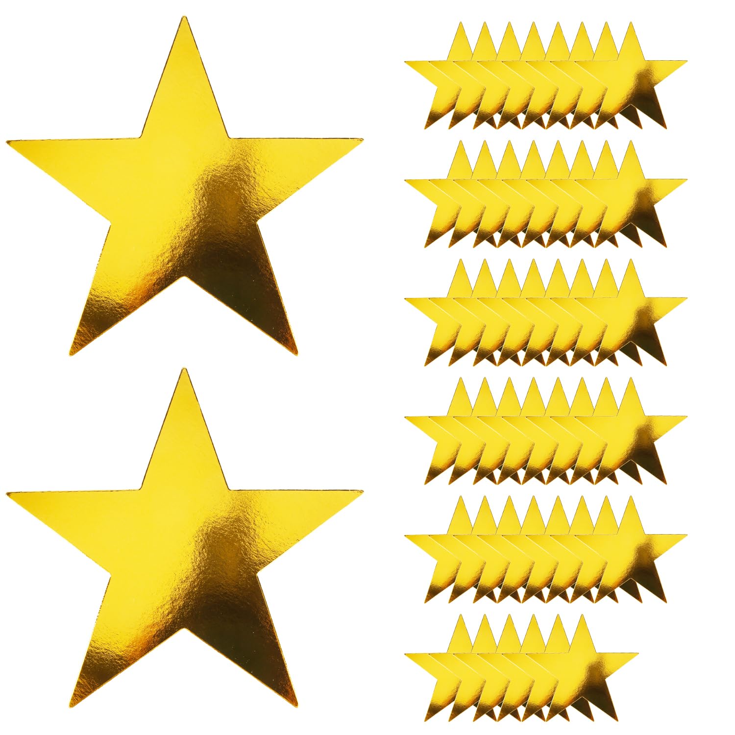 Rumyve 48pcs Gold Glitter Star Cutouts - Double Printed Paper, Five-Pointed Cardboard Silhouettes for Wedding Party Christmas Decorations