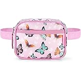 Choco Mocha Toddler Fanny Pack 2-4 Years Old Kids Fanny Pack Little Girls Fannys Packs Girls Belt Bag for Gift, Butterfly Pink