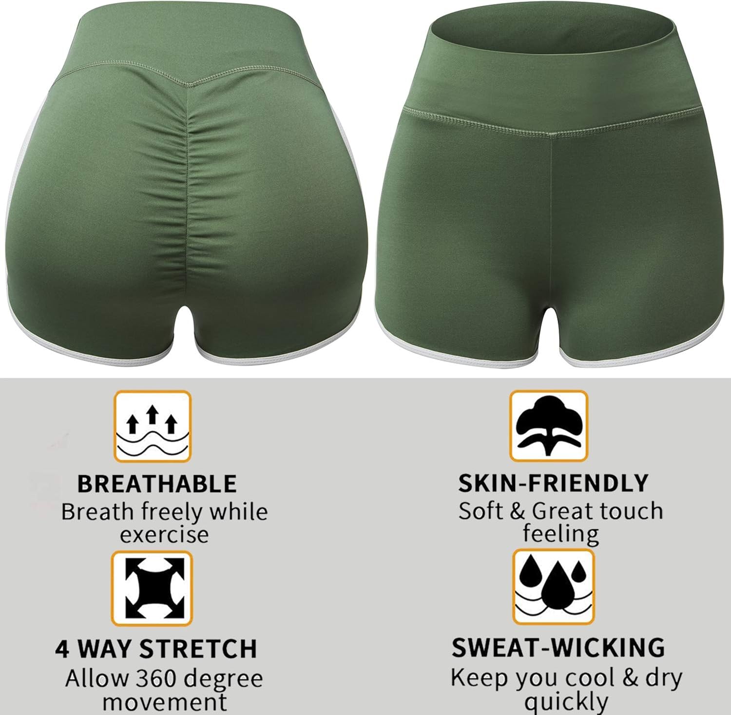 Scrunch Butt Shorts for Women High Waisted Yoga Shorts Ruched Butt Lifting Booty Shorts Gym Workout Hot Pants: Clothing