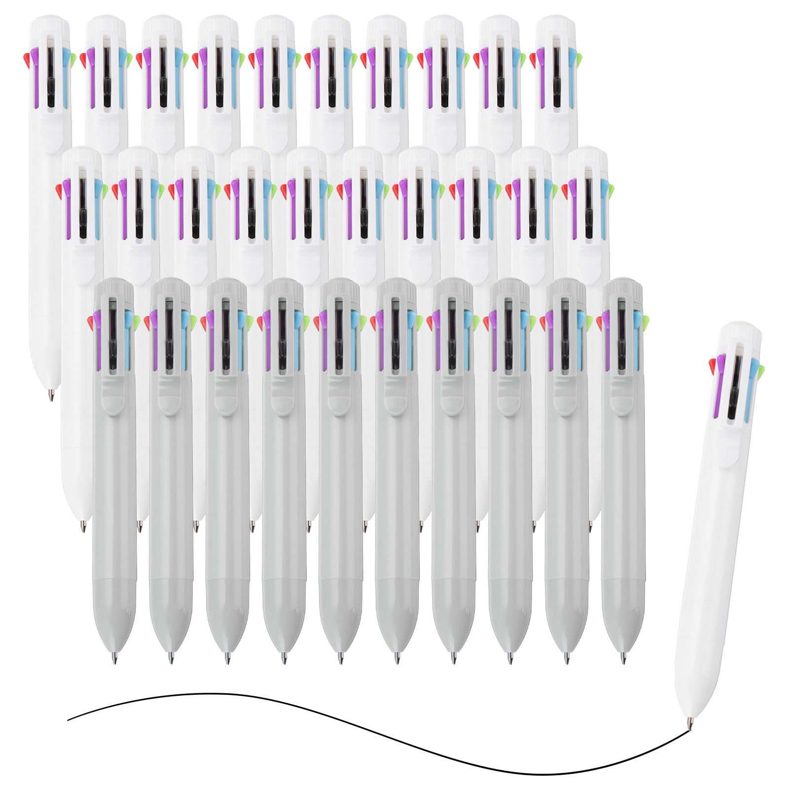 M&G Multicolor Ballpoint Pen 0.7mm, 30pcs Mini Shuttle Pen Retractable Colored Ink Ball Point Pen Supplies for Home Office Classroom, 8 in 1 Colors