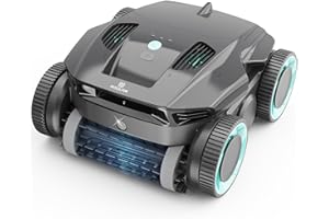 POOLMR Cordless Robotic Pool Cleaner - Automatic Pool Vacuum Robot with Wall Climbing - 120 Mins Runtime, Quad-Motor Powerful Suction, Self-Parking, for In Ground Pool Up to 1500 sq. ft, Black