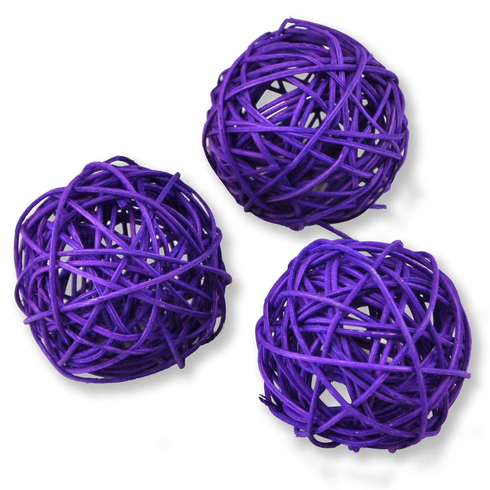 Ougual Natural Wicker Rattan Balls Table Wedding Party Hanging Wobble Ball Christmas Decoration (6cm, 10pcs, Deep Purple)
