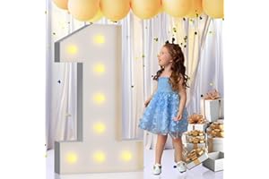 imprsv 3FT Light Up Numbers Letters, Marquee Numbers for 1st 21st Birthday Decorations Anniversary Party Decor, Mosaic Numbers for Balloons Numbers 1, Pre-Cut Foam Board Kit