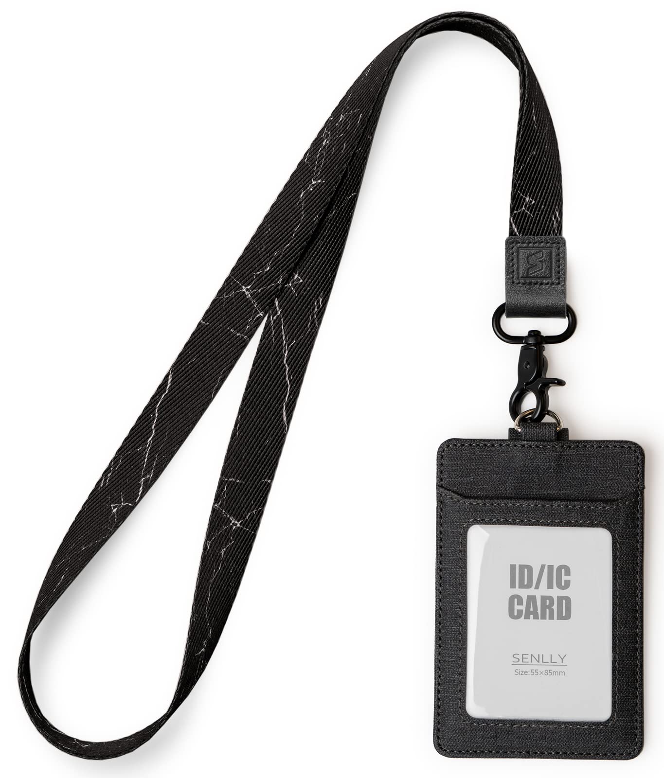 SENLLY ID Card Holder with Cute Lanyard, Vertical ID Card Holder, Card Badge Holder with Double-Sided Card Slots