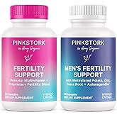 Pink Stork His and Hers Fertility Bundle: Fertility Supplements for Women, Fertility Supplements for Men, Fertility Prenatal Vitamin, Vitex, Inositol, Folate, Vitamin B6, 60 Capsules