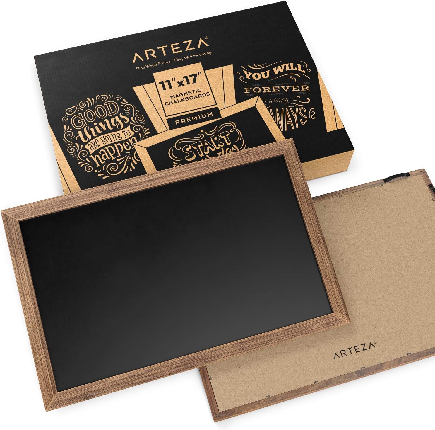 Arteza Small Magnetic Chalkboard for Walls, 11x17 Inches, 2-Pack, Easy to Mount, Rustic Decorative Black Chalk Board for Kitchens, Cafes, Stores, Weddings & Special Events : Office Products