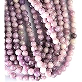Natural Lepidolite Beads - Smooth Round Gemstone String for Jewelry Making | Available in 4/6/8/10 MM | Perfect for Crafting Unique Design