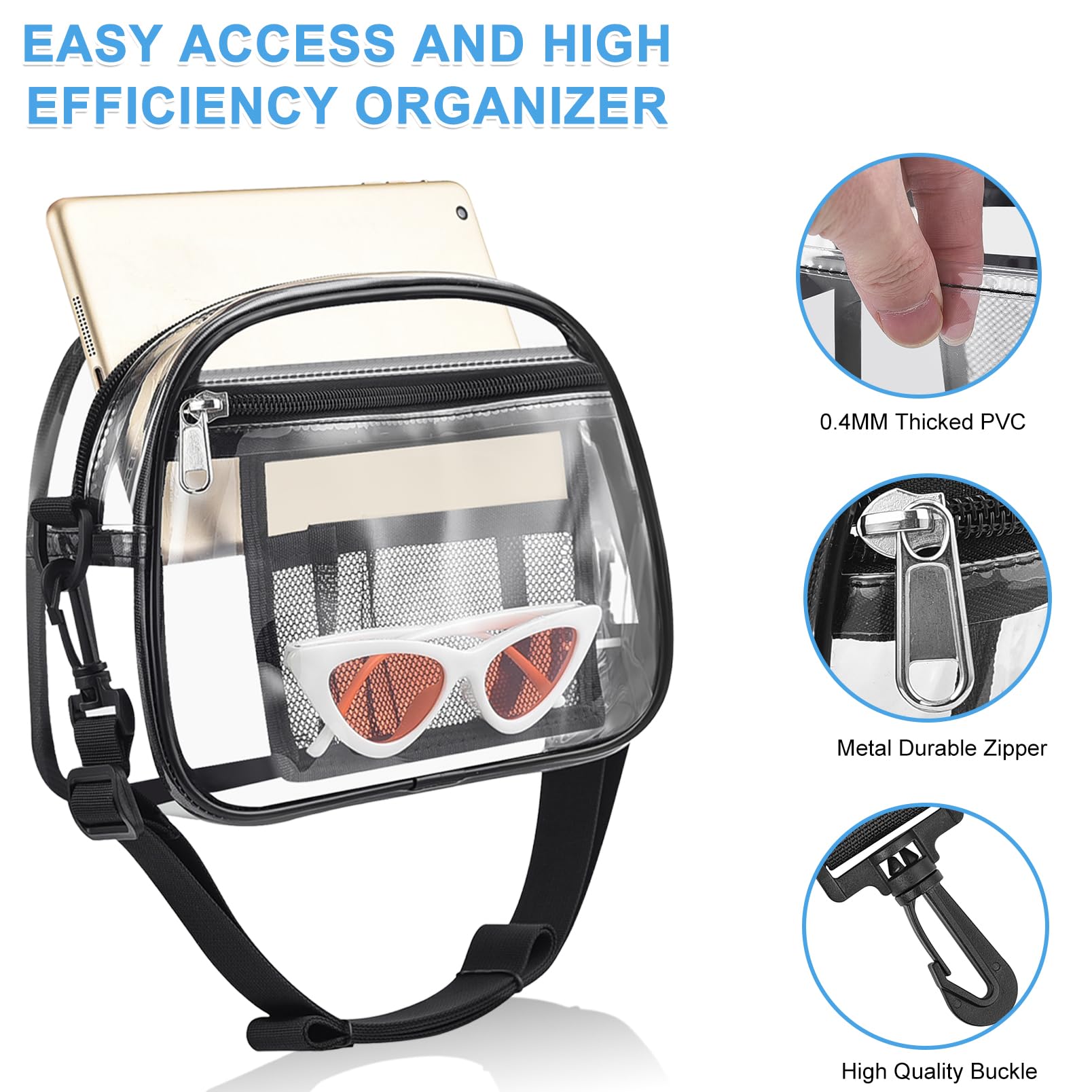 Clear Bag for Stadium Events Mini Small Clear Purse Clear Bag for Stadium Events Concert Sport Work