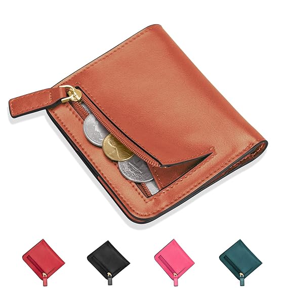 Geldbörse Damen mit Münzfach, Everwell Premium Leder Kleine Geldbeutel RFID Schutz - 7 Kartenfächer - Mini Klein Portemonnaie