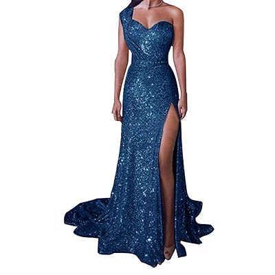 Soluo Womens One Shoulder Sequins Evening Dresses Dominican Republic | Ubuy