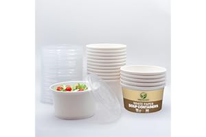 VerteVida Paper Soup Containers with Lids [50 Pack] 12 oz - Disposable Soup Bowls with Lids, to Go Food Containers for Restau