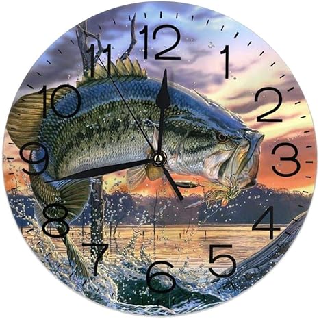 Amazon Co Jp インテリア 掛け時計 バス釣り おしゃれ 壁掛け時計 連続秒針 サイレント 部屋装飾 直径30cm ホーム キッチン
