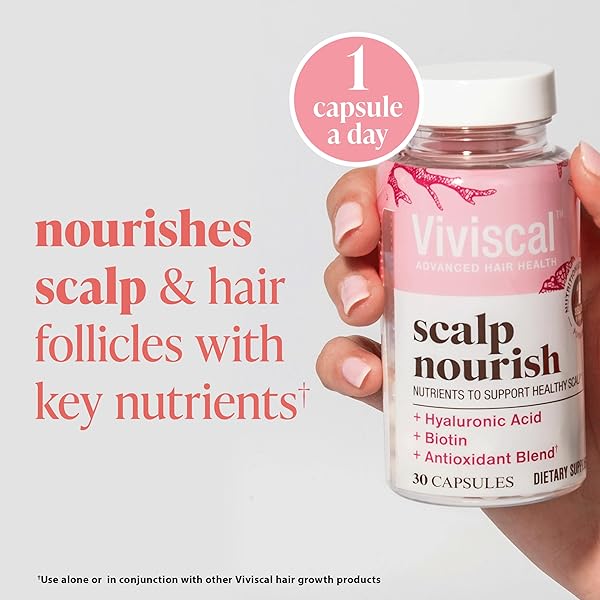 VIVISCAL SCALP NOURISH SUPPLEMENT, BLEND OF NUTRIENTS FOR SCALP HEALTH & HAIR FOLLICLES, FORTIFY HAIR’S NATURAL BEAUTY, FOUNDATION FOR HEALTHY HAIR GROWTH VITAMINS, 30CT – 1 MONTH