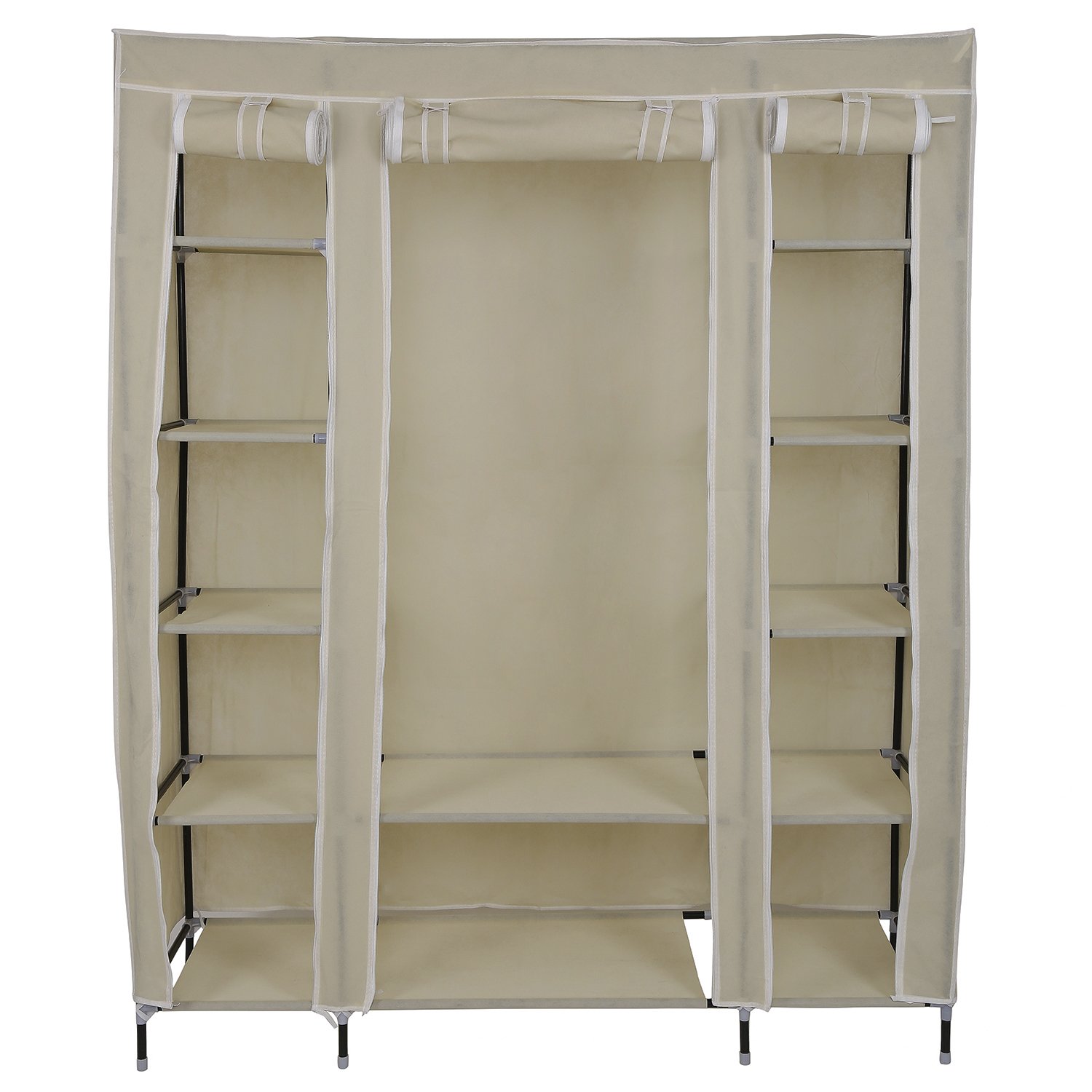 Karmax Collapsible Wardrobe With 12 Shelves Beige Amazon In