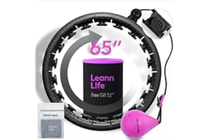 Leann L!fe U2 Black-32 Knots 19”- 65”, Detachable & Size Adjustable Weighted Hula Hoop for Kids Adults Weight Loss, Infinity Hoop Plus Size, Abdominal Toner,5 Color Balls, Free Waist Trimmer&Wash Bag