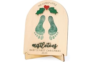 NELXI Baby’s First Christmas, My First Christmas, Baby Footprint & Handprint, Newborn Gifts, DIY Mistletoes Footprint Kit 2025 Keepsake, Baby Memory Ornament Board, Holiday Decor for New Parents