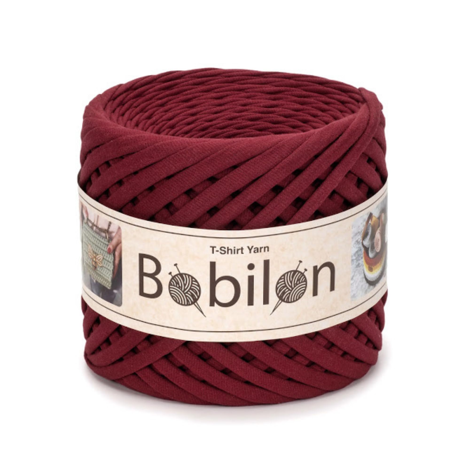 T-Shirt Yarn Fettuccini Zpagetti Style, 7-9 mm Tshirt Yarn for Crocheting, Knitting Yarn Ball, T Yarn Organic, Macrame T-Yarn, Ribbon Yarn 100% Cotton Fabric, Jersey Yarn Burgundy