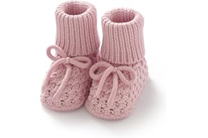 Wugugu Newborn Shoes Knitted Baby Booties Hand Crochet Knit Infant Boys Girls First Walkers Soft Crib Sock Boots