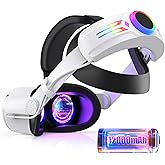 RGB Head Strap with 12000mAh Battery for Oculus Quest 2, Battery Pack for Extended 8 Hrs of Playtime, Fast Charging VR Power, Adjustable Elite Strap Enhanced Support and Balance for Meta Quest 2