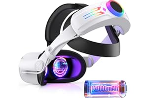BROKELIT RGB Head Strap with 12000mAh Battery for Oculus Quest 2, Battery Pack for Extended 8 Hrs of Playtime, Fast Charging VR Power, Adjustable Elite Strap Enhanced Support and Balance for Meta Quest 2