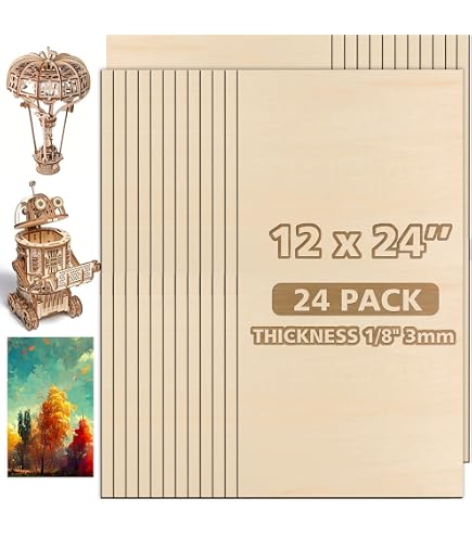 10 Pack Basswood Sheets - 3mm 1/8" X 12" X 12" Plywood For DIY Crafts, Laser Cutting & Painting - View #9