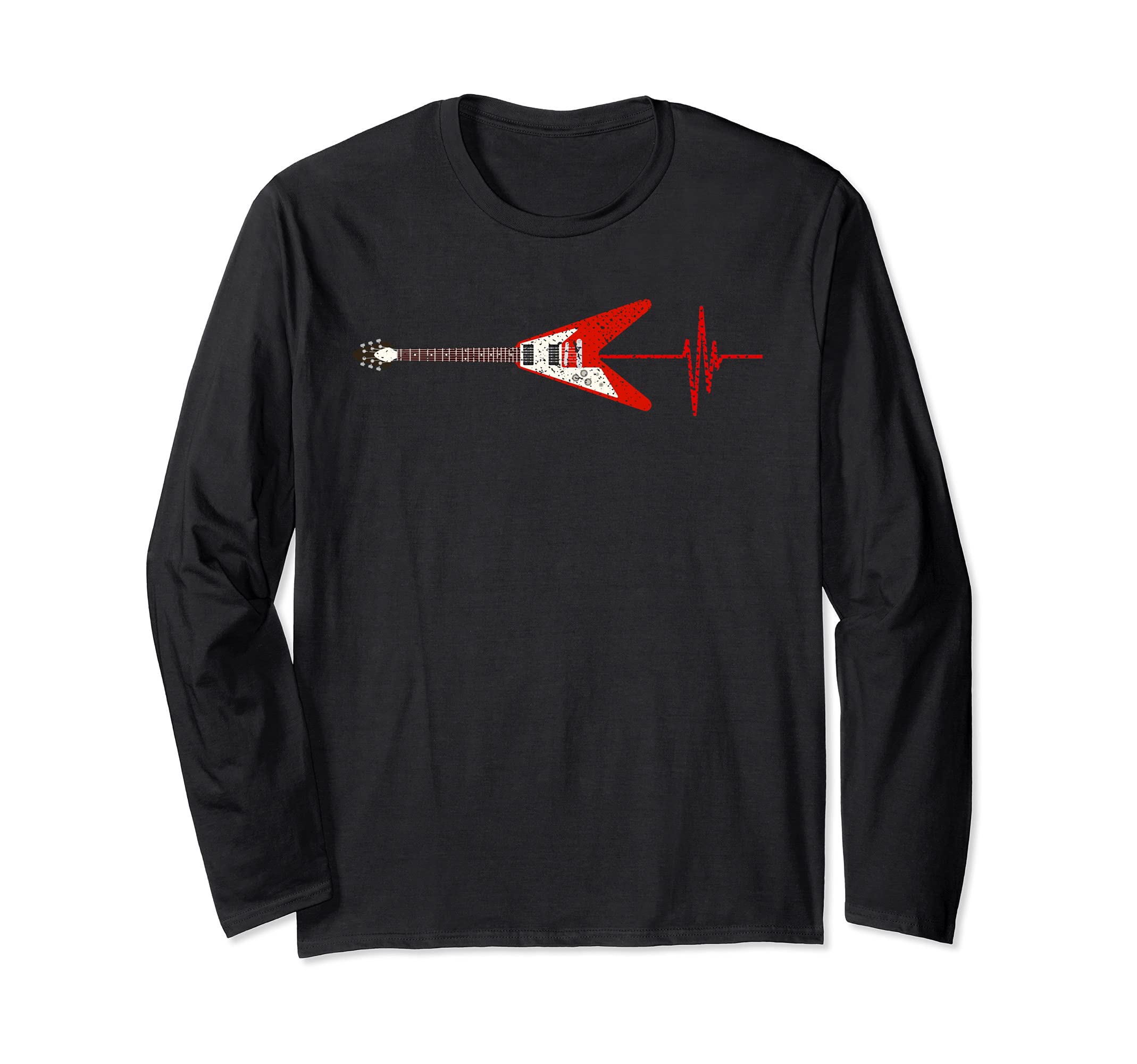 Guitar Player Musician Heartbeat Guitarist Electric Guitar Long Sleeve T-Shirt
