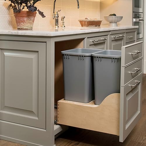 Rev-A-Shelf Pullout Trash Cans for Kitchen Cabinet, Dual 50 Qt