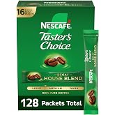 NESCAF&Eacute; Taster's Choice Instant Coffee Packets, Light Medium Roast Coffee, Decaf House Blend, 8 Boxes (128 Packets)