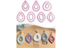 Keoker Scalloped Drop Polymer Clay Cutters,7 Shapes Polymer Clay Dangle Earring Cutters