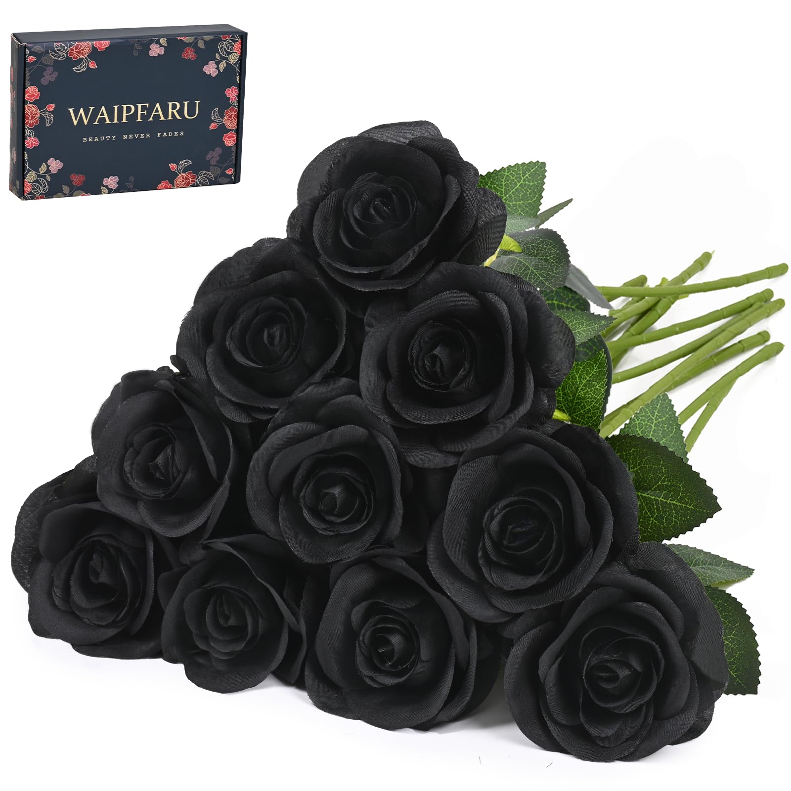 Photo 1 of (please see all images) Waipfaru Halloween Flowers, Fake Black Roses Artificial Flowers, Artificial Roses