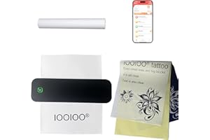 IOOIOO D210 Portable Printer, Wireless Inkless Bluetooth Thermal Printer for Tattoo Stencil Transfer Paper, for 8.5 x 11 Letter, A4 Rolled & Folded Thermal Paper (Black, Without Carrying Case)