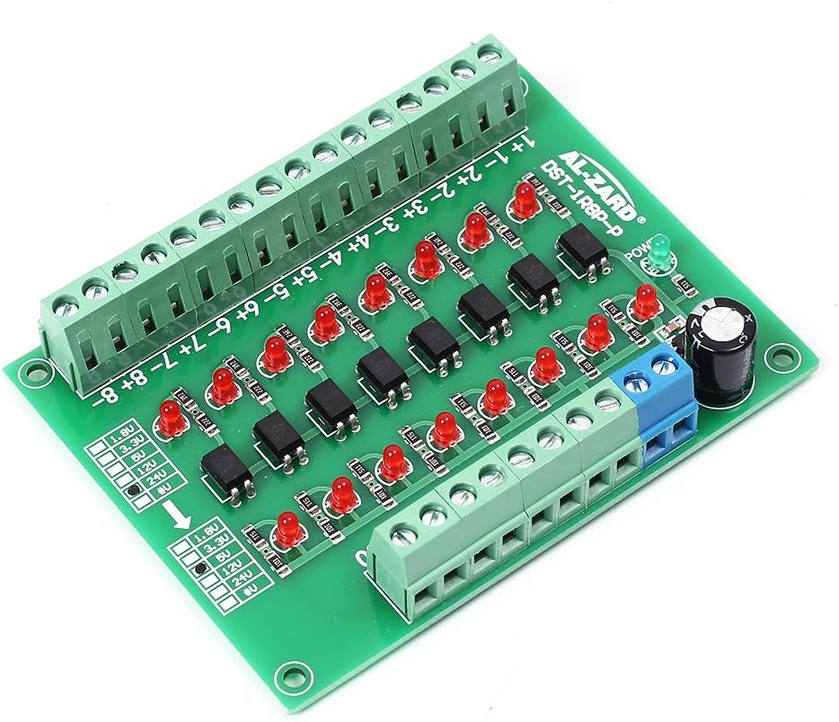 Icstation 24V to 5V 8 Channel Optocoupler Isolation Board Voltage Level Translator PNP NPN PLC