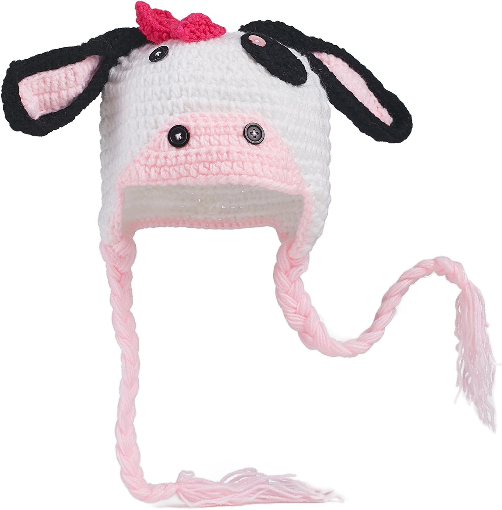 Nothing But Love Knitwear Animal Beanie Braided Earflap Tassel Ties Kids Warm Cute Pattern Hat