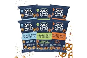 SAVOR STREET FOODS Savor by Suzie, Gluten-Free Pretzel Twists - Grain Free, Nut Free, Non-GMO Vegan, Sugar Free Paleo Snacks, Variety (Salt, Garlic, Spicy), 6-pack…