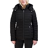 Nautica Women's Short Stretch Puffer Jacket With Fur Hood