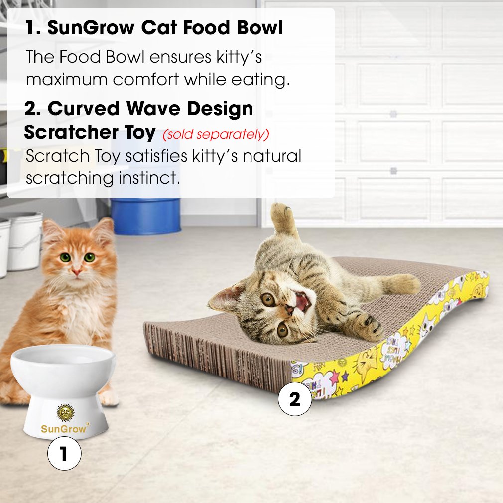 Cat bowl with stand --- Suitable eating height for pets – Easy cleaning for you – Eco-friendly, raised food bowl – Stress-free meal time for your cats - Stoneware feeding station