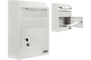 Durabox Drop Box Deposit Safe 12 x 4 x 15” Heavy Duty Steel Wall Mount Mailbox for Mail, Letters, Checks, Keys, Cash and more for Home, Office & Commercial Use (W500) (Gray)