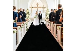 MODFUNS Wedding Decodrations Aisle Runner Black Velvet Carpet Runner 5x25FT Wedding Floor Runners Aisle Outdoor Indoor Runway Carpet Include Carpet Tapes Party Stage Reception Rugs