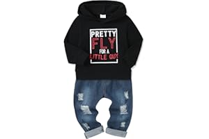 YUEMION Toddler Boy Clothes Long Sleeve Print Hoodies +Denim Pants 2Pcs Fall Winter Sweatshirt Baby Boy Outfits Set 1-6Y